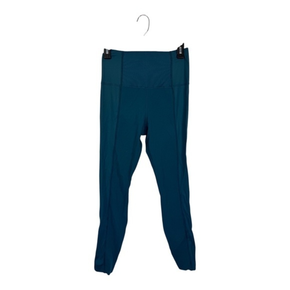 Nike Yoga Dri-Fit Leggings Womens Size M Turquoise Athletic Workout Slim Ribbed